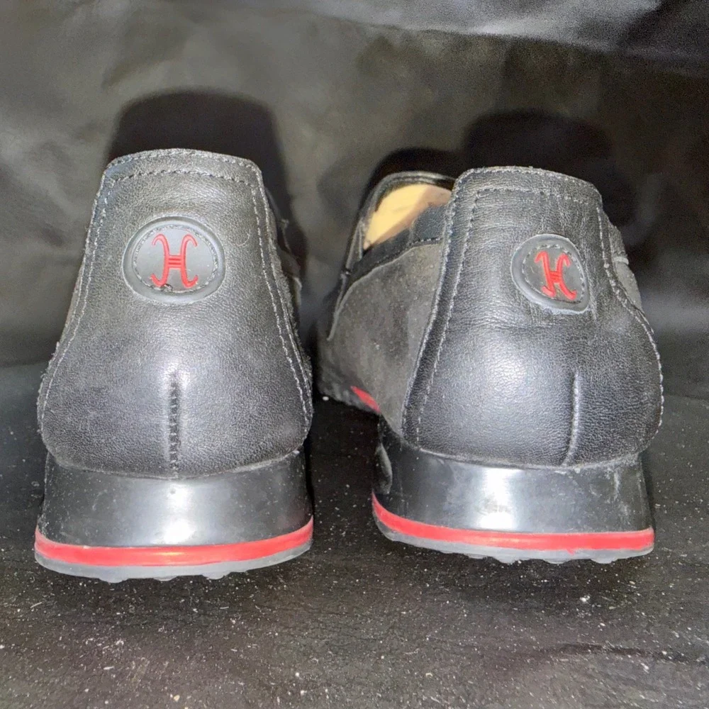Nike Air Slip On Loafers Black Suede Leather Perforated Driving Shoes 8.5AA